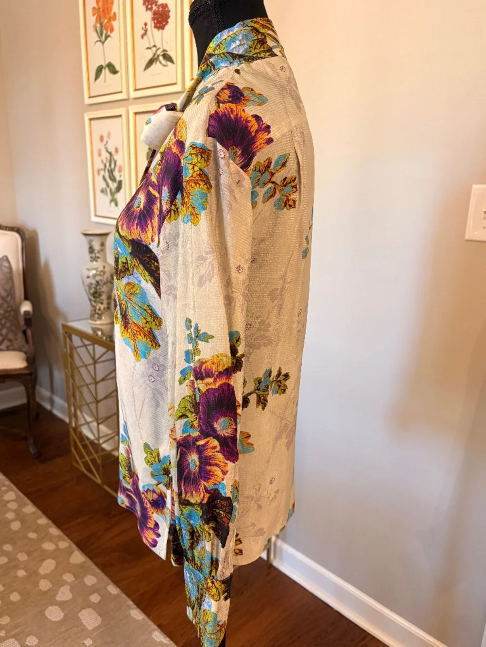 Tory Burch PRINTED VISCOSE BOW BLOUSE Women's Size 0